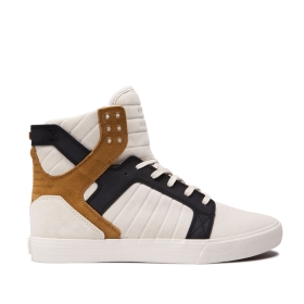 Supra Mens SKYTOP Bone/Black/bone High Top Shoes | CA-49368